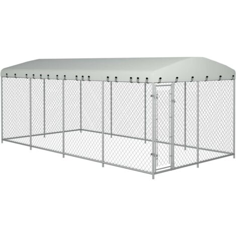 Box per cani da esterno con gabbia per cani da esterno con tetto per cani 8 x 4 x 2 m 020000458