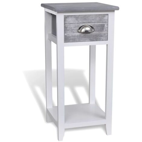 LoJax Comodino Largo 25 Cm Comodino Ultra Stretto in Legno Massello con Piccola Luce Notturna, Mobiletto a Fessura per Camera da Letto con 2 Cassetti E Ripiano Aperto