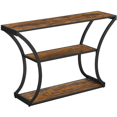 HOMCOM Tavolo Consolle da Ingresso Vintage in Metallo e Legno, Tavolino da Salotto e Soggiorno con 2 Cassetti e Mensola, Marrone