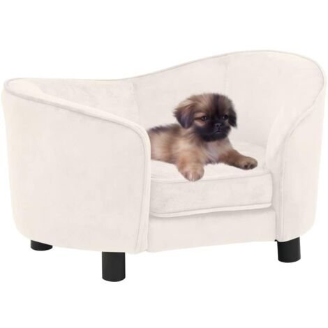 Divano Per Cani Piccoli PawHut - Con Cuscino In Peluche E Spazio Portaoggetti - 76x45x43 Cm, Grigio Chiaro - Foto 7