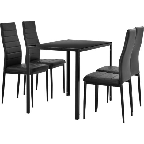 SAFIGLE Set 5 Pezzi Mobili In Miniatura Tavolo E Sedie – Nero, In Legno – Scala 1:12 Per Casa Delle Bambole – Dimensioni Tavolo 10,3x6,2x6,7 Cm