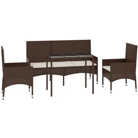 Avanti Trendstore Set Giardino Andria In Ecorattan Grigio - 2 Poltrone, Divano 2 Posti E Tavolino Con Vetro