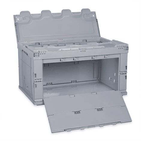 SAMMART Secchiello Pieghevole Quadrato Con Coperchio - 8,5 Litri, Grigio/Blu Acciaio - Set Da 2 - Ideale Per Campeggio E Casa - 3
