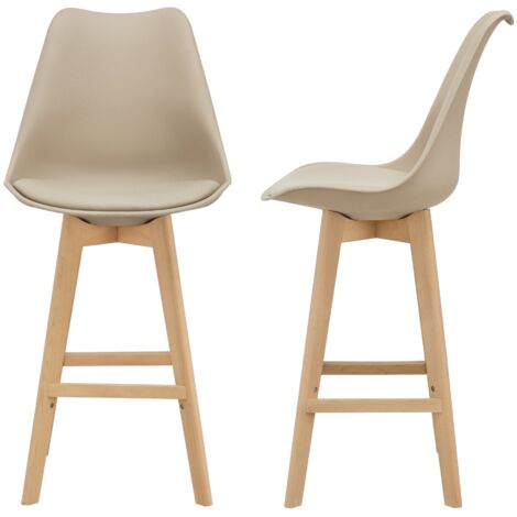 Athena Collection Set 2 Sgabelli Da Bar Con Schienale Alto 86 Cm – Sedie In Legno E Metallo Con Poggiapiedi E Piedini Antiscivolo, Ideali Per Isola Cucina, Pub E Bistrot - 3