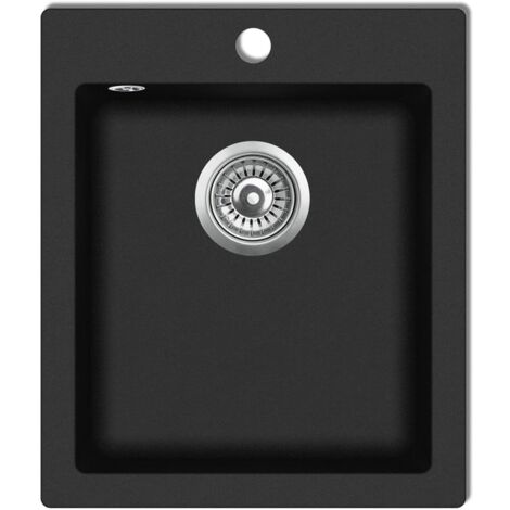 Lavello Da Cucina In Granito Nero 55x45cm | 80% Sabbia Di Quarzo, Con Sifone E Scarico - Foto 9