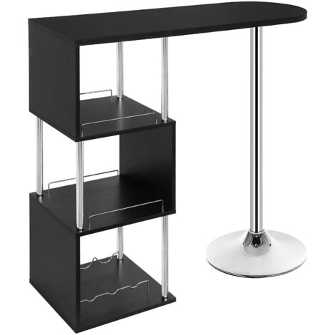 Tavolino Da Bar Ottagonale HOOBRO – 55 Cm, Alto 89 Cm, Nero, Struttura In Metallo E Truciolato