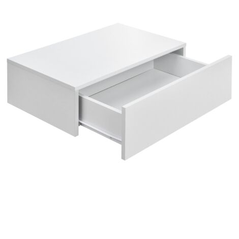 HOMCOM Set Da 2 Comodini Moderni Sospesi Per Camera Da Letto Con Cassetto E Mensola Superiore In Legno 35x32x22 5cm Bianco 82802669