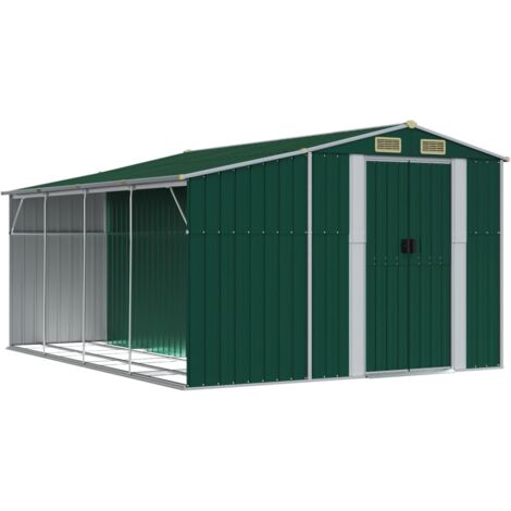 Casetta da giardino casetta per cabine ripostiglio casetta per la casa casetta per attrezzi da esterno robusta 277 x 365,5 x 179 cm acciaio zincato verde 020022378