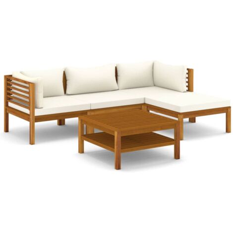 Salotto Da Giardino Con Pallet Da 6 Pezzi Con Cuscini In Legno Color Crema 90442677