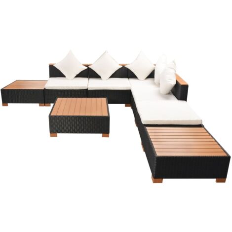 Happy Garden Set Salotto Lipari: Divano, Poltrona E Tavolino In Resina Intrecciata Nera Con Cuscini Grigi - 3