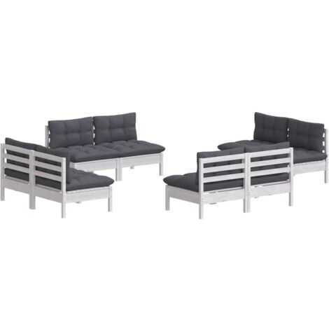 Set Divani Da Giardino In Legno Pino Massello VidaXL, 4 Pezzi Con Cuscini, Modulabile, Carico 110 Kg A Seduta