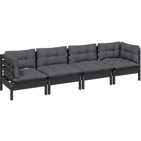Set Divani Da Giardino In Legno Pino Massello VidaXL, 4 Pezzi Con Cuscini, Modulabile, Carico 110 Kg A Seduta