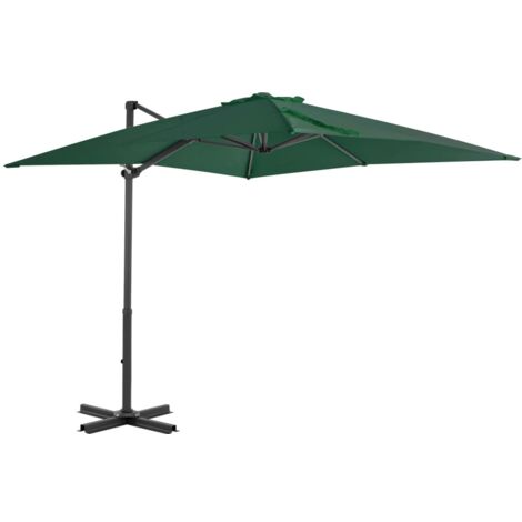 Ombrellone Da Giardino Shanghai 250 Cm, Rotondo, Con Manovella, Palo In Alluminio 38 Mm, Inclinabile, Kaki