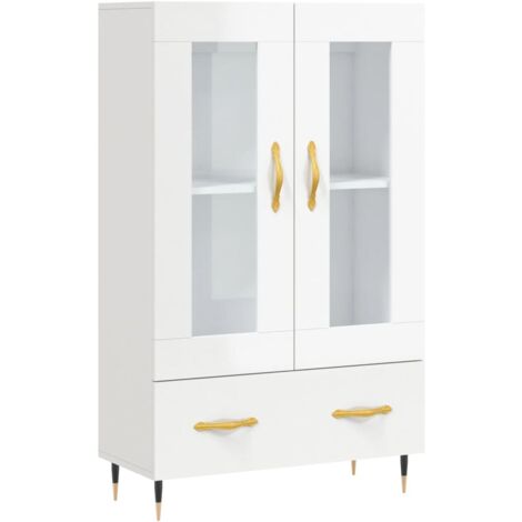 Cassettiera Buffet Con LED - Mobile Soggiorno Bianco Lucido, Multifunzionale, Per TV E Dining