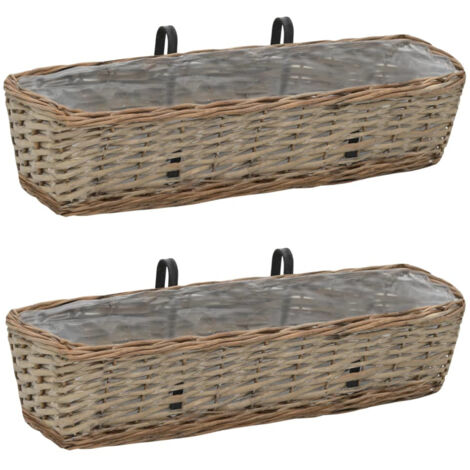 JNRFTY Set di 2 cestini per fiori intrecciati, per fiori intrecciati, in vimini, con supporto per fiori rimovibile