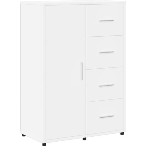 VidaXL Credenza Bianca 101x35x76 Cm In Legno Multistrato: Mobile Contenitore Con 1 Cassetto, 1 Anta E 2 Ripiani - 5