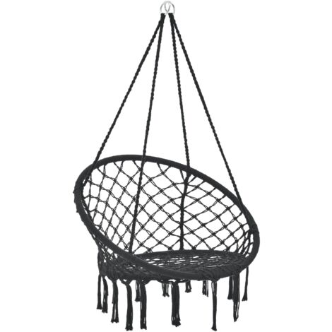 Amaca Con Supporto 92x39x11 Cm, Struttura Robusta, Supporto Per Amaca Con Altalena Sospesa Carico Massimo 150 Kg Sedia Sospesa Con 2 Ganci E 2 Cuscini Per Schienale Per Giardino Nero 87067969
