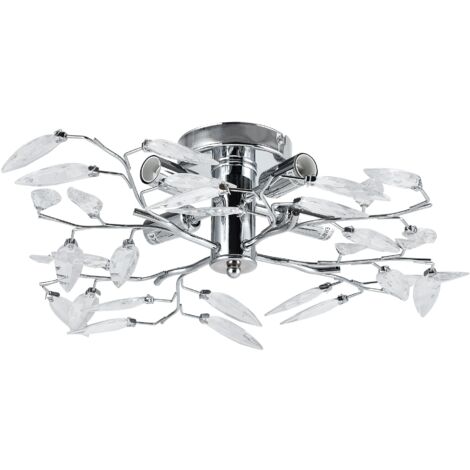 Shrine LIGHTING Plafoniera A Soffitto In Cristallo E Cromo – 3 Luci Attacco E14, Design Moderno Semi-Flottante Per Soggiorno E Camera (D30 X H24 Cm)