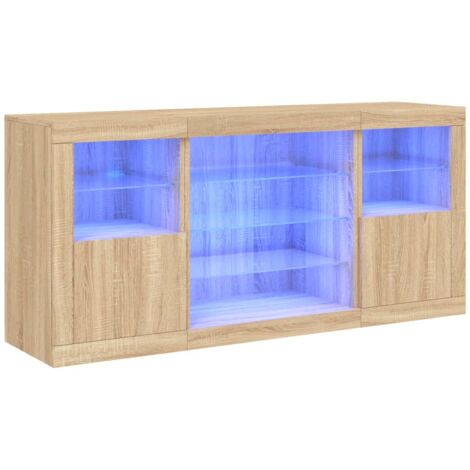 Credenza Con Luci A LED, Colore Bianco, 123 X 37 X 67 Cm
