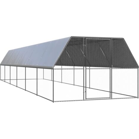 Recinto per pollaio gabbia per galline da esterno 3 x 12 x 2 m acciaio zincato argento 020044001