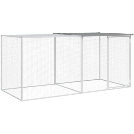 Recinto per pollaio con tetto leggero 203 x 98 x 90 cm in acciaio zincato grigio 020043982