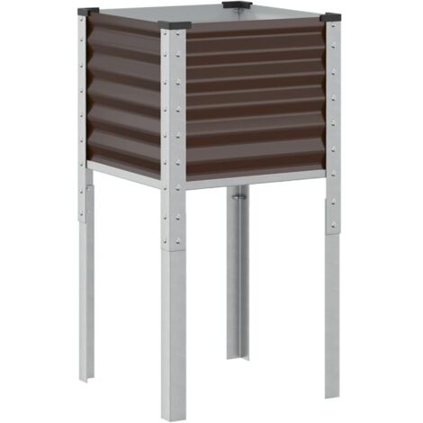 Fioriera Rettangolare Tidyard In Acciaio Marrone – Vaso Rialzato Da Giardino 114x40x36 Cm