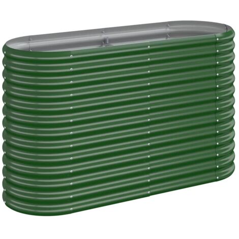 Tidyard Fioriera Rialzata In Acciaio Verde - Vaso Rettangolare Per Giardino E Balcone - 114x40x68cm - Resistente Agli Agenti Atmosferici