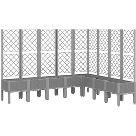 Vassoio Per Fioriera Aiuola Rialzata Piante Fiori Terrazza Giardino Con Traliccio In Legno Massello Di Abete Grigio 020038326 86958988