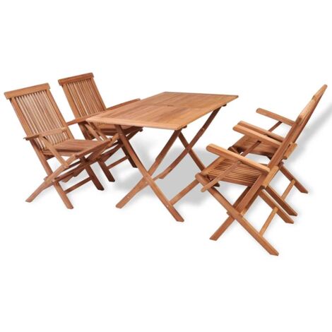 Set da pranzo da giardino 5 pezzi in legno massello di teak 020014770 (1/5)