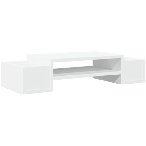 Supporto per monitor tavolo da scrivania con contenitore in legno ingegnerizzato bianco 020044921