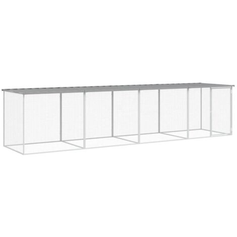 Recinto per pollaio in acciaio zincato grigio 403 x 98 x 90 cm con tetto leggero 020043985
