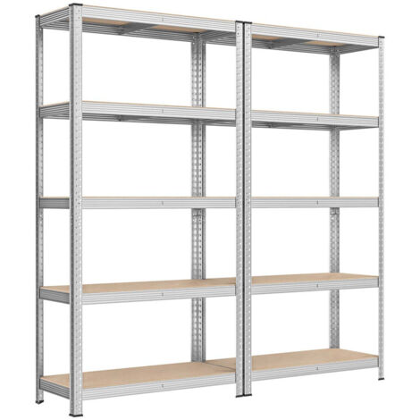 Scaffale da Garage ad Incastro Q-Rax Scaffali per Garage Scaffalature Officina in Acciaio e MDF Senza Bulloni Mensole per Garage - Blu - 120cm x 50cm - 3 Pezzi con Martello