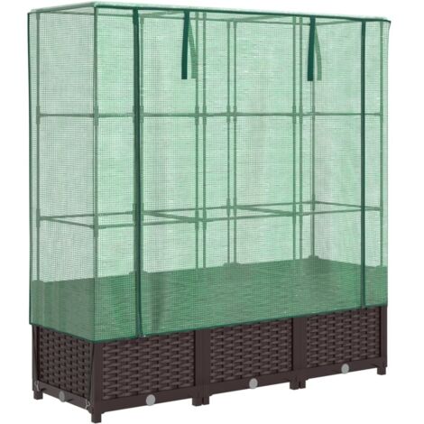 SIMPO Sistema Giardino 3 In 1 – Aiuola Rialzata In Tessuto + Serra + Rete Protettiva 112x112x155 Cm