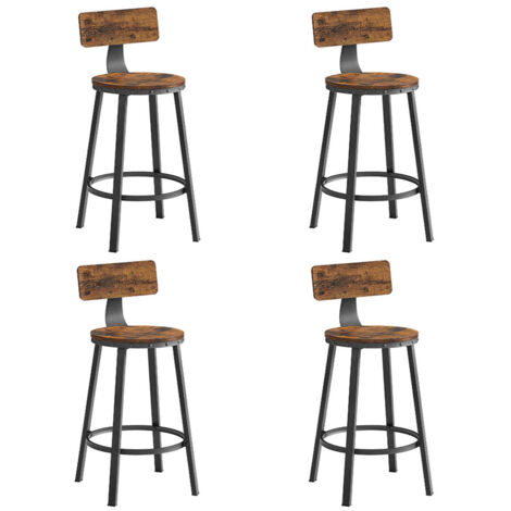 Set di 4 sedie da bar sgabelli alti con schienale seduta da cucina ...
