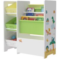 Scaffale portaoggetti per bambini con 3 contenitori aperti bianco/verde/giallo 030006996