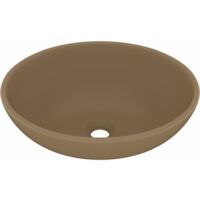 Lavabo ovale di lusso da appoggio WC lavabo bagno stanza cosmetica interno casa 40 x 33 cm ceramica crema opaca