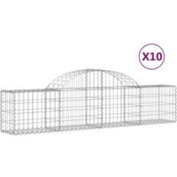 Gabbione cesti ad arco muro di contenimento gabbia recinzione 10 pz 200 x 30 x 40/60 cm ferro zincato Argento 020040229