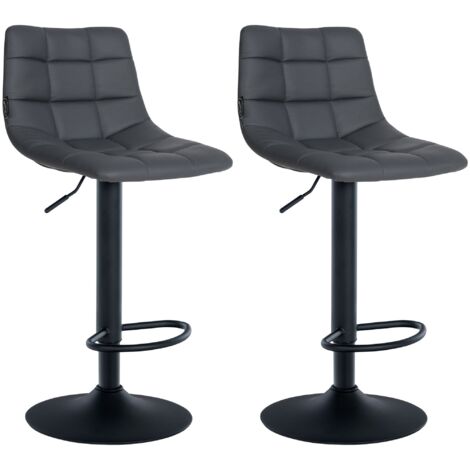 Set Di 2 Sgabelli Da Bar Con Poggiapiedi Schienale Curvo In Tessuto Nero E 4 Gambe In Metallo Nero 100004202 84526678