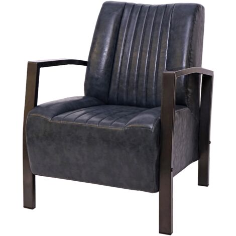 Poltrona relax imbottita dal design industriale in metallo sintetico grigio, struttura in acciaio 040003122 (1/5)