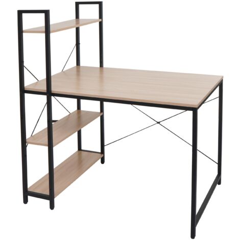 Scrivania Computer Nera e Rovere Chiaro 80x40x72cm MDF Metallo