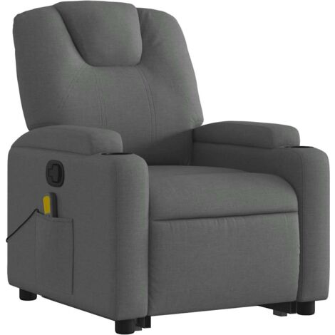 Poltrona relax TV funzione massaggio reclinabile sollevamento elettrico in tessuto nero DEC027054