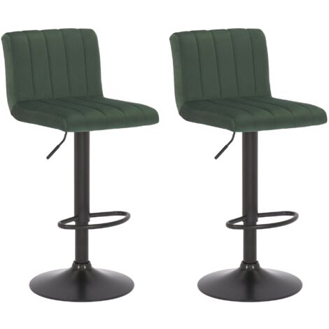 Set di 2 sgabelli da bar in velluto grigio con gambe in metallo nero altezza regolabile girevoli TDB10728 | Leroy Merlin