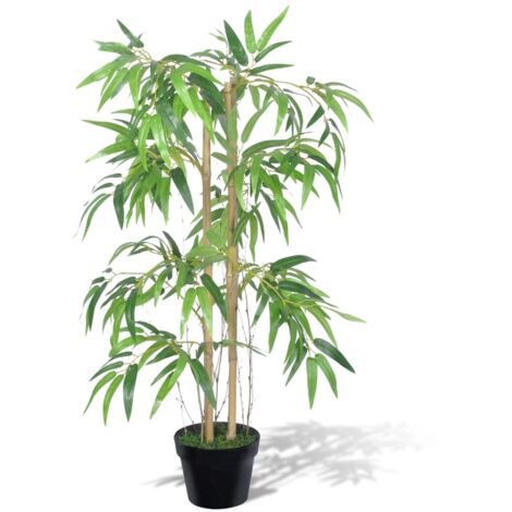 HOMCOM Pianta Artificiale Di Bambù Grande 90 Cm | 504 Foglie Realistiche In PEVA | In Vaso Con Base In Cemento | Per Interni