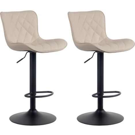 Set Di 2 Sgabelli Da Bar Da Cucina Con Altezza Bancone - Moderni, Bianco E Oro, Sedile In Ecopelle, Poggiapiedi Doppio - 4