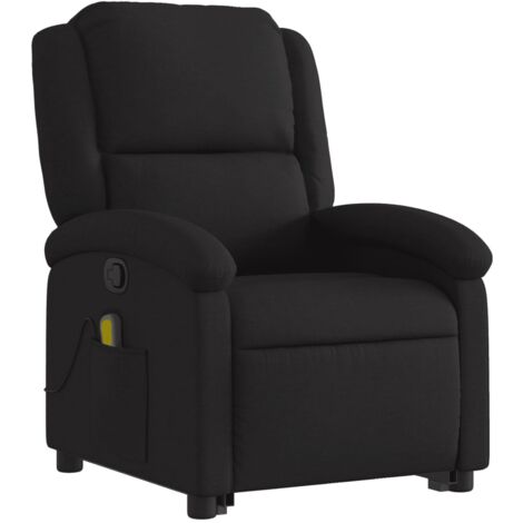 Poltrona relax TV funzione massaggio reclinabile sollevamento elettrico in tessuto nero DEC027069