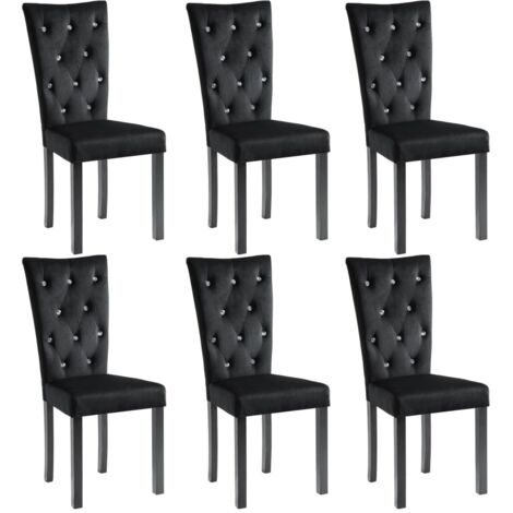 en.casa] Set di 6 Sedie Imbottite da Sala Pranzo con Gambe in Legno Massiccio Rivestimento in Tessuto per Cucina Salotto Ufficio - Grigio Scuro