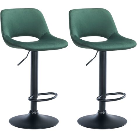 Sgabelli da bar seggioloni x2 con poggiapiedi in velluto verde base in metallo nero 100004081