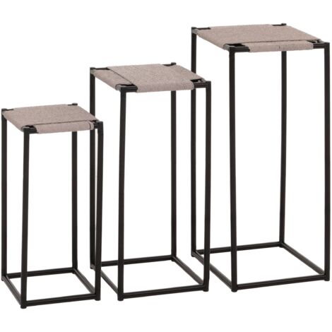GAZHOME Set 2 Tavolini Da Fattoria Stile Rustico Con Design A X - Grigio, Per Piccoli Spazi - 2