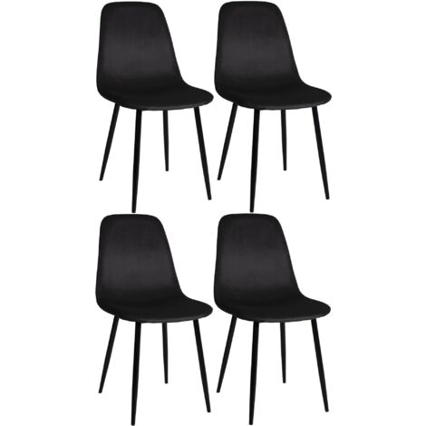Set 4 sedie scandinave bouclé e gambe in legno, Nero