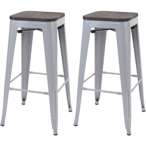 Set di 4 sgabelli da bar in metallo grezzo zincato stile industriale